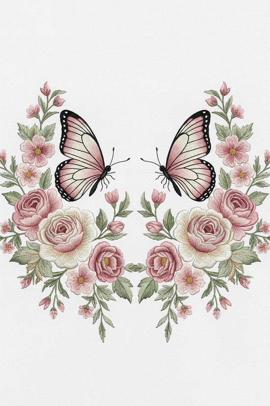 Butterfly Garden Embroidered T-Shirt