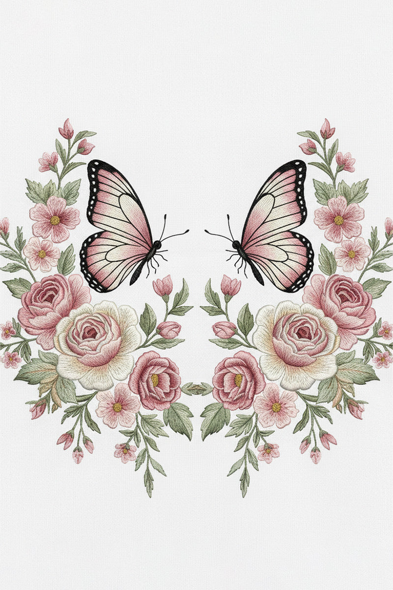 Butterfly Garden Embroidered T-Shirt