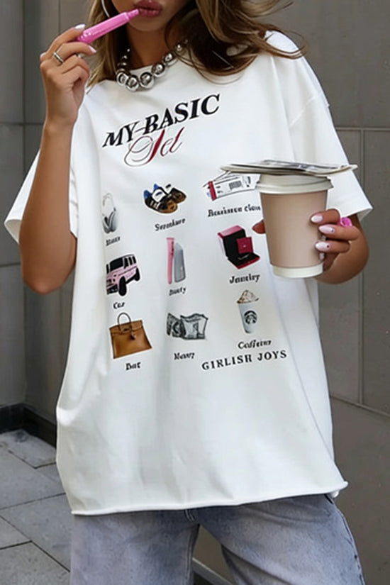 Graphic Tee with Trendy Icons