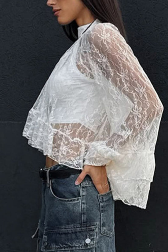 Elegant Lace High Neck Blouse