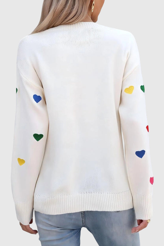 Heart Pattern Long Sleeve Sweater