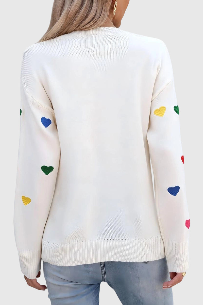 Heart Pattern Long Sleeve Sweater