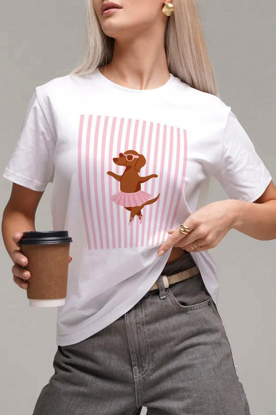 Stylish Ballerina Dog Graphic Tee