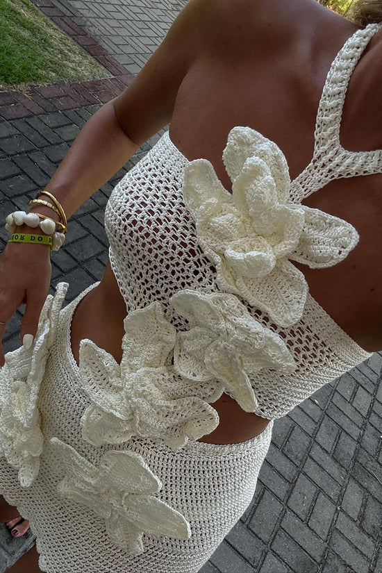 Floral Crochet Sleeveless Casual Dress