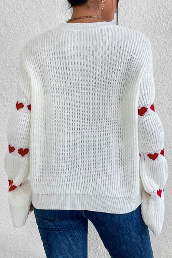 Heart Accents Bell Sleeve Sweater