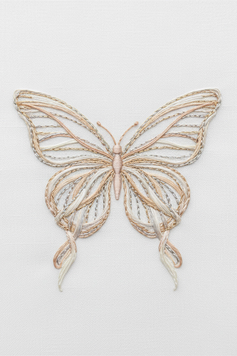 Golden Butterfly Embroidered T-Shirt