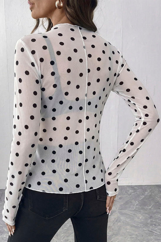 Polka Dot Sheer Long Sleeve Top