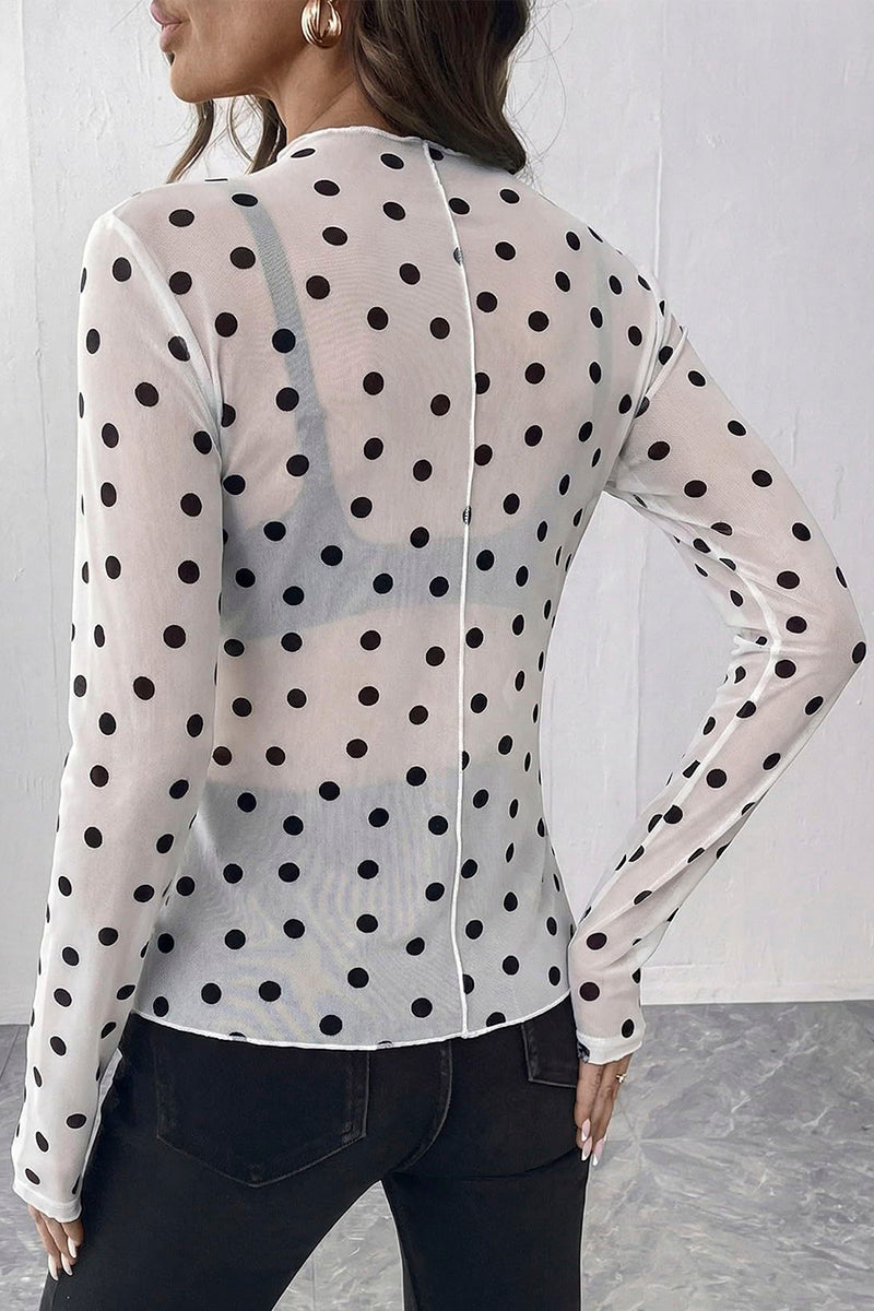 Polka Dot Sheer Long Sleeve Top