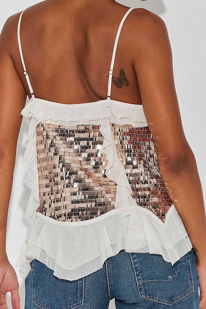 Ruffled Sequin Camisole Top