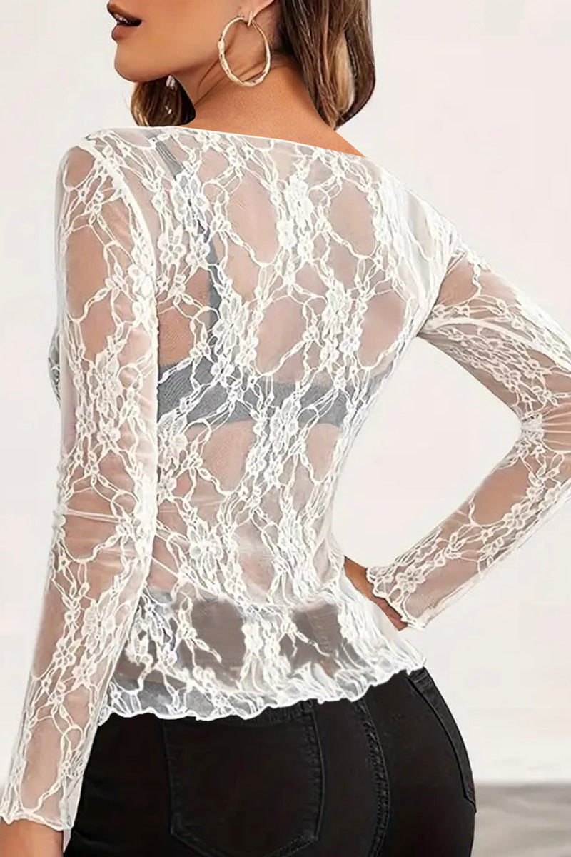 Sheer Lace Long Sleeve Top