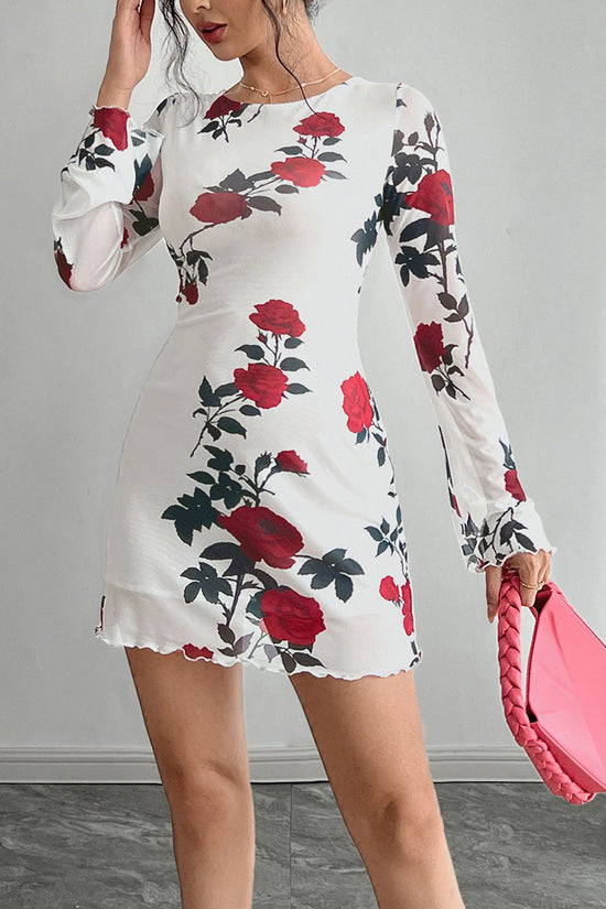 Floral Long Sleeve Bodycon Dress