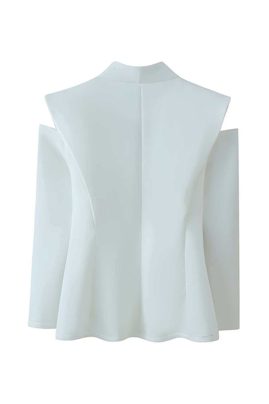Structured Cold-Shoulder Blazer Jacket