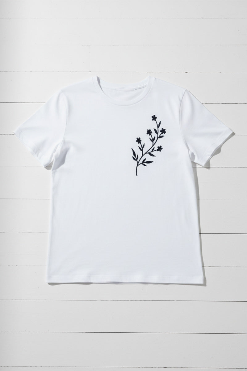Wildflower Embroidered Casual T-Shirt
