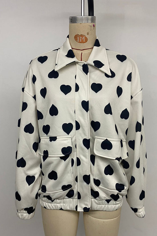 Heart Print Casual Jacket