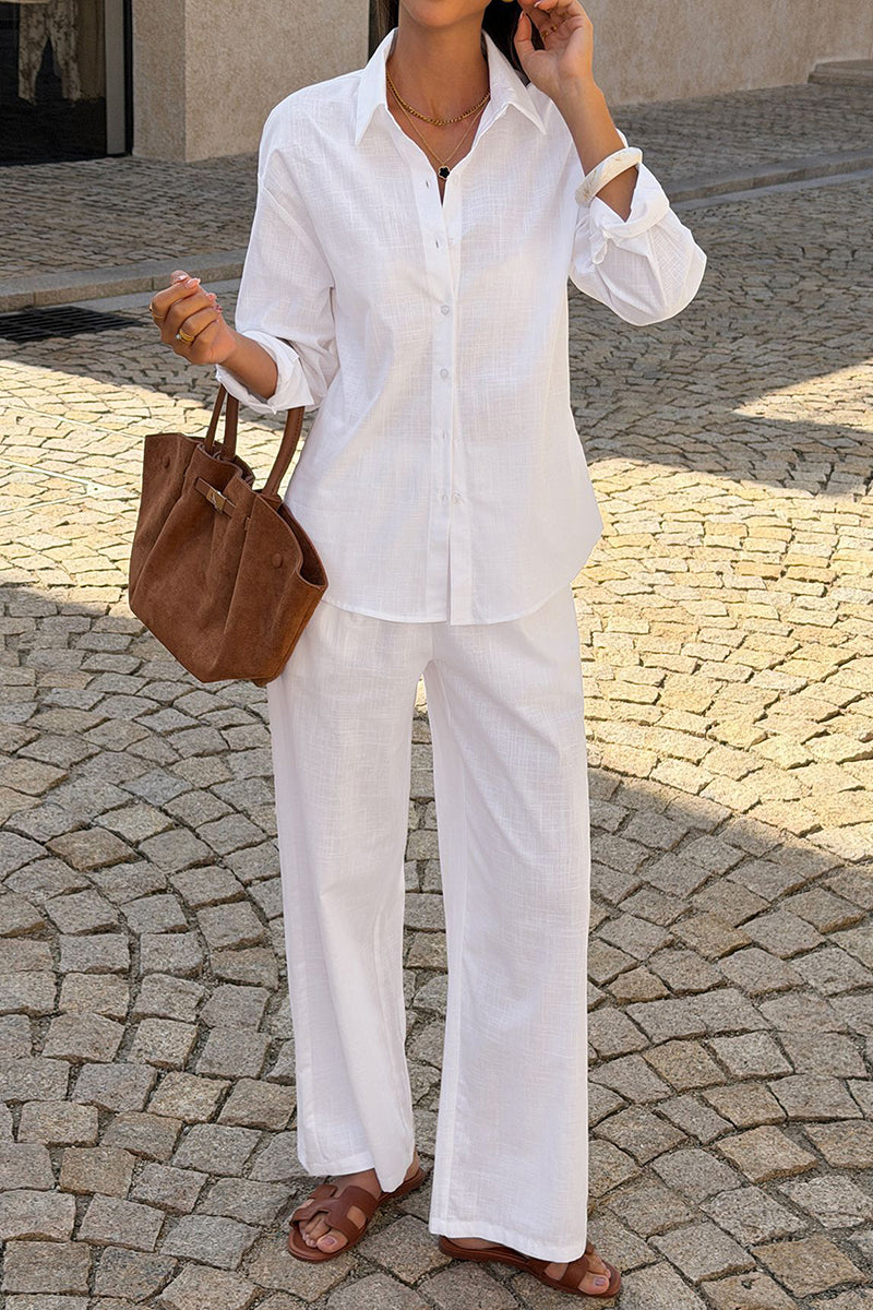 Chic Button-Up Shirt and Pants Set