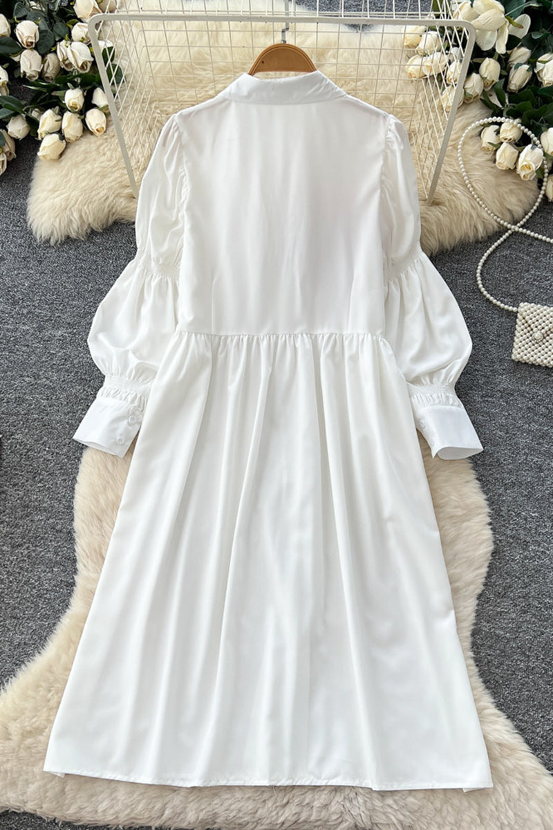 Floral Accent Button-Up Casual Dress