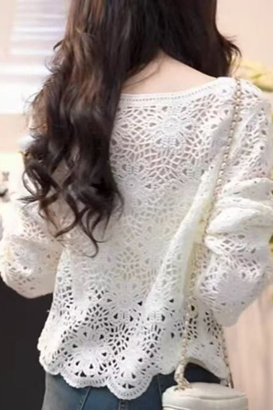 Crochet Lace Sleeve Sweater
