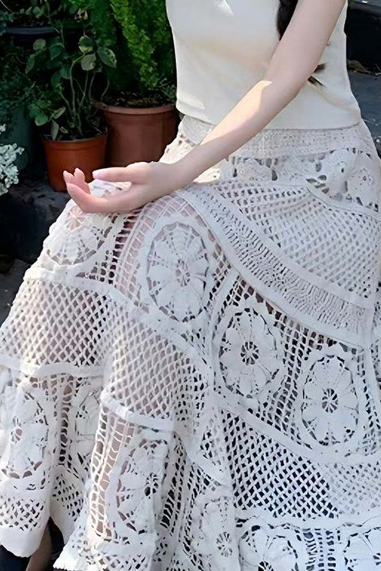 Elegant Lace A-Line Midi Skirt