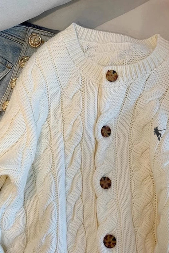 Classic Cable Knit Button Down Cardigan
