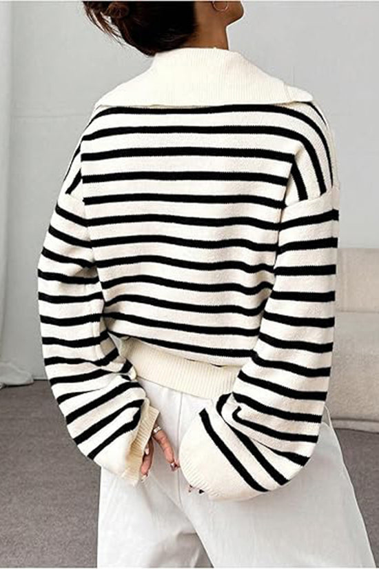Striped Lace-Up Casual Hoodie