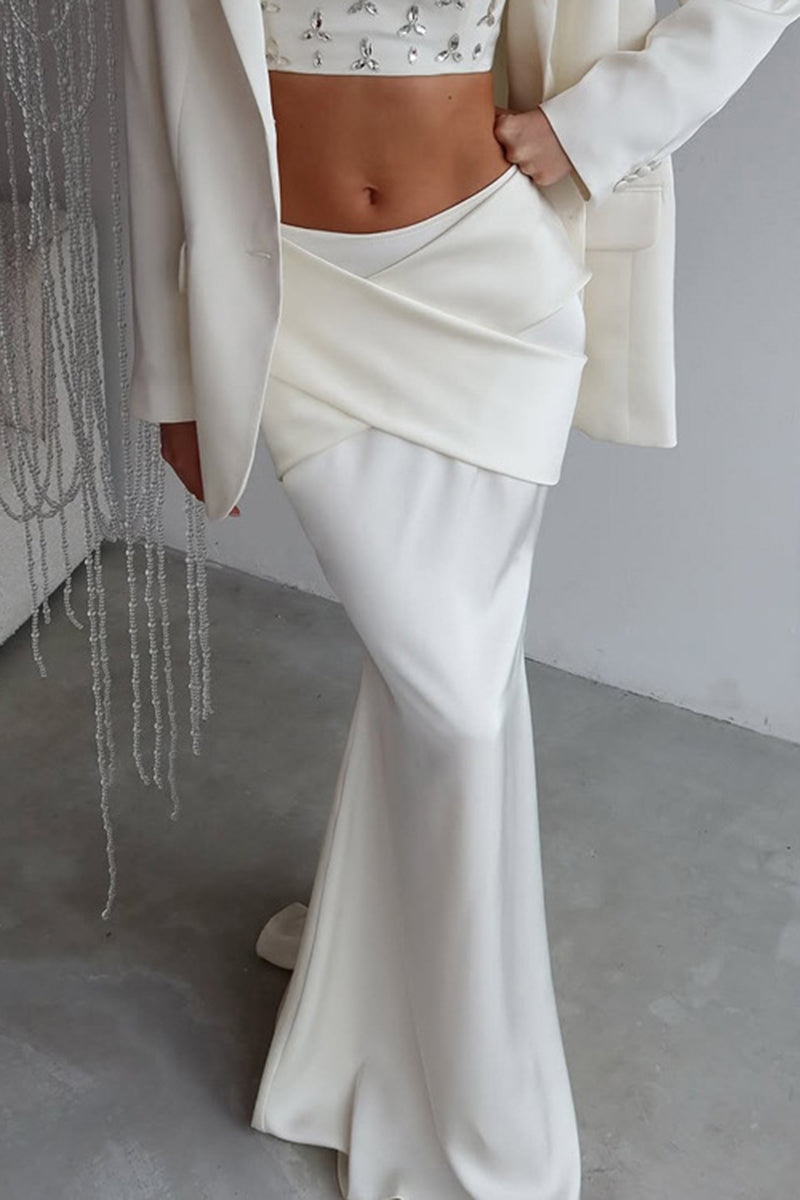 Elegant Draped Midi Skirt