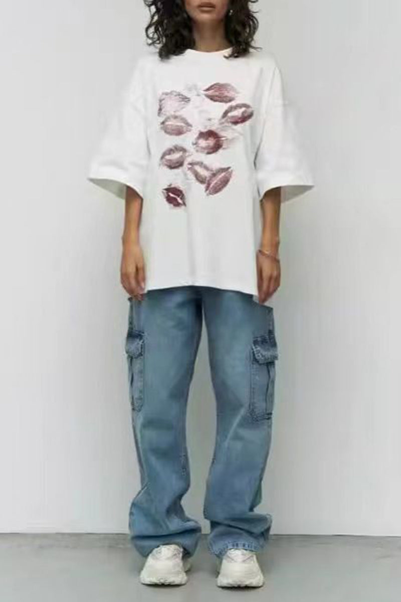 Kiss Print Oversized T-Shirt