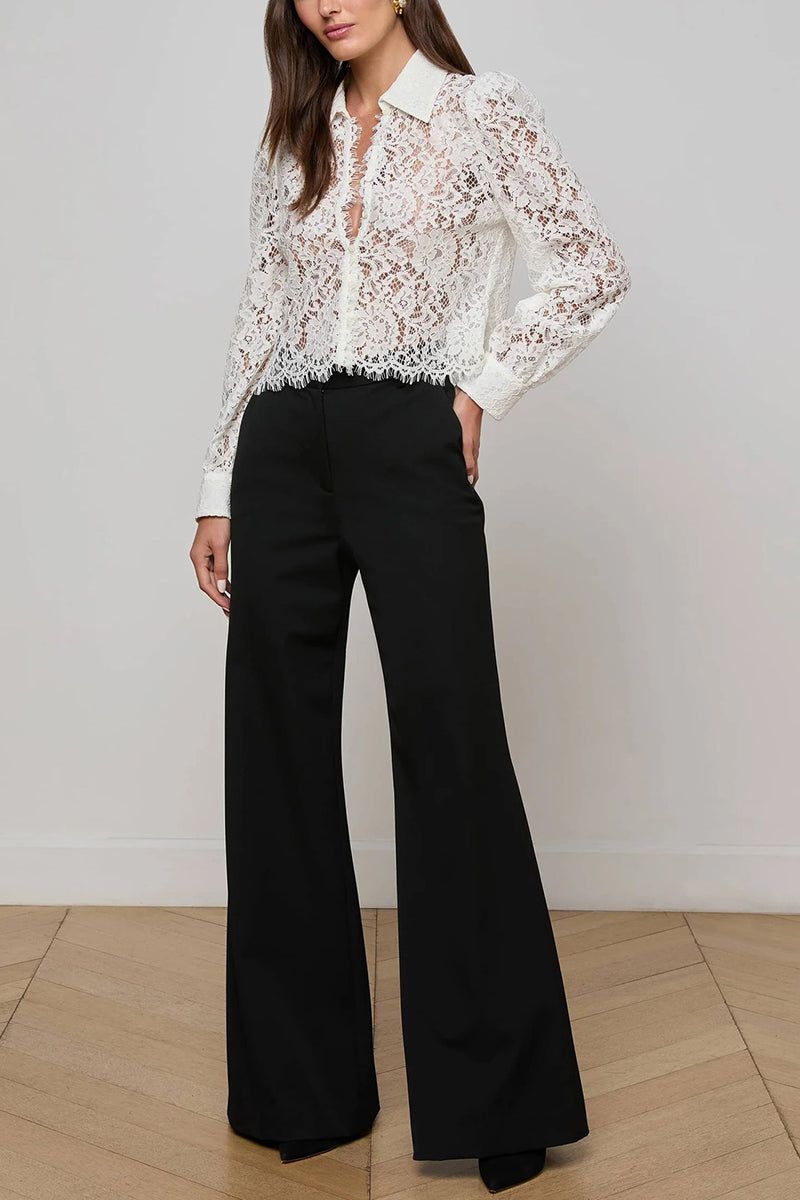 Lace Long Sleeve Cropped Blouse