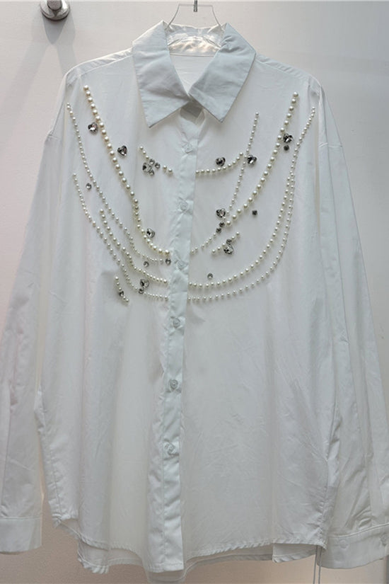 Embellished Button-Up Blouse