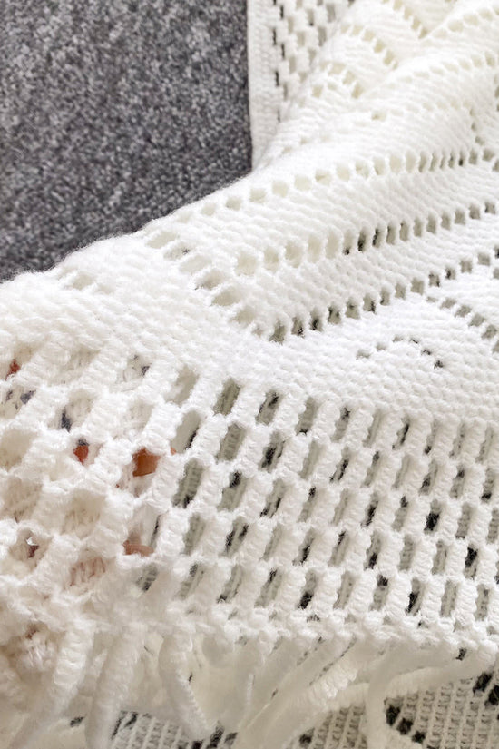 Fringe Open-Knit Cardigan