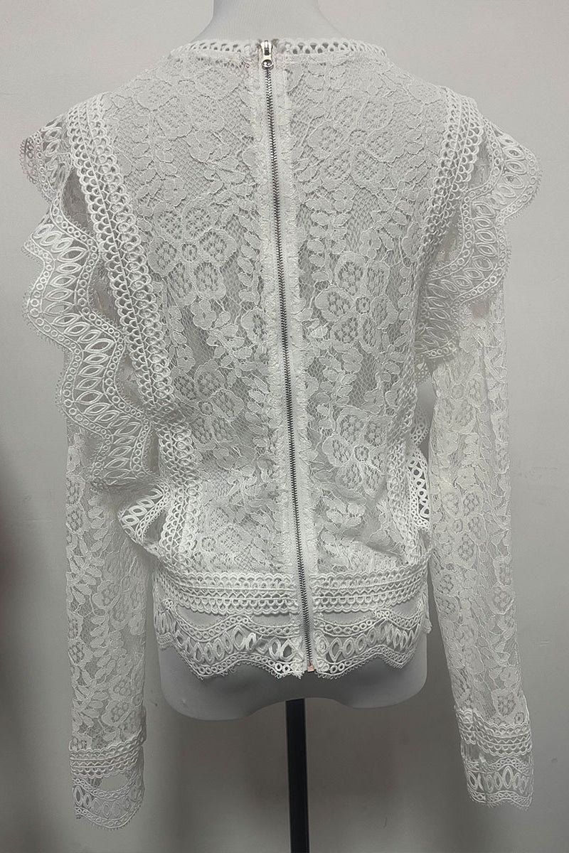 Elegant Ruffled Lace Blouse