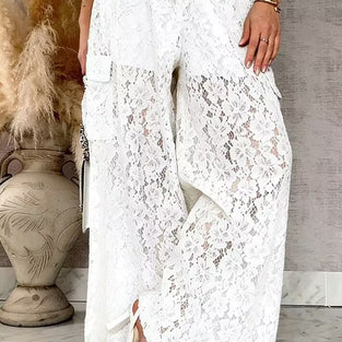 Elegant Lace Wide-Leg Casual Pants