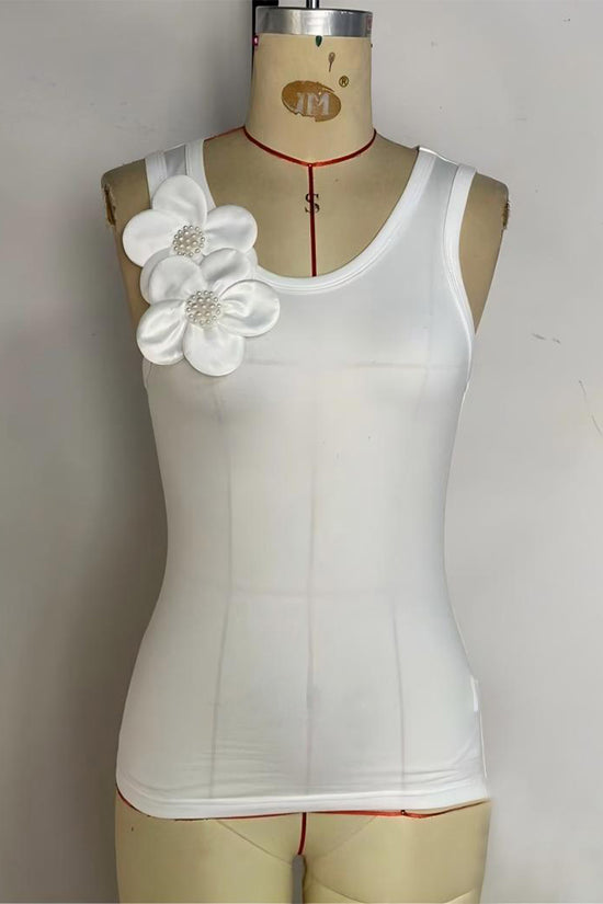 Floral Accent Sleeveless Tank Top