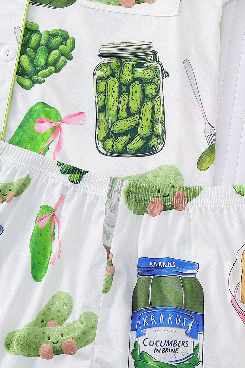 Fun Pickle Print Short Sleeve Pajama Set