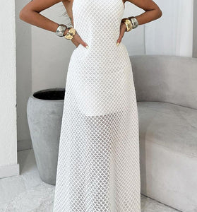 Cutout Textured Halter Dress