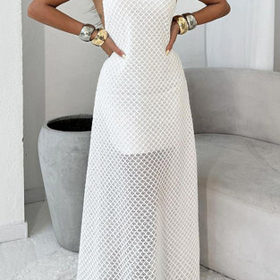 Cutout Textured Halter Dress