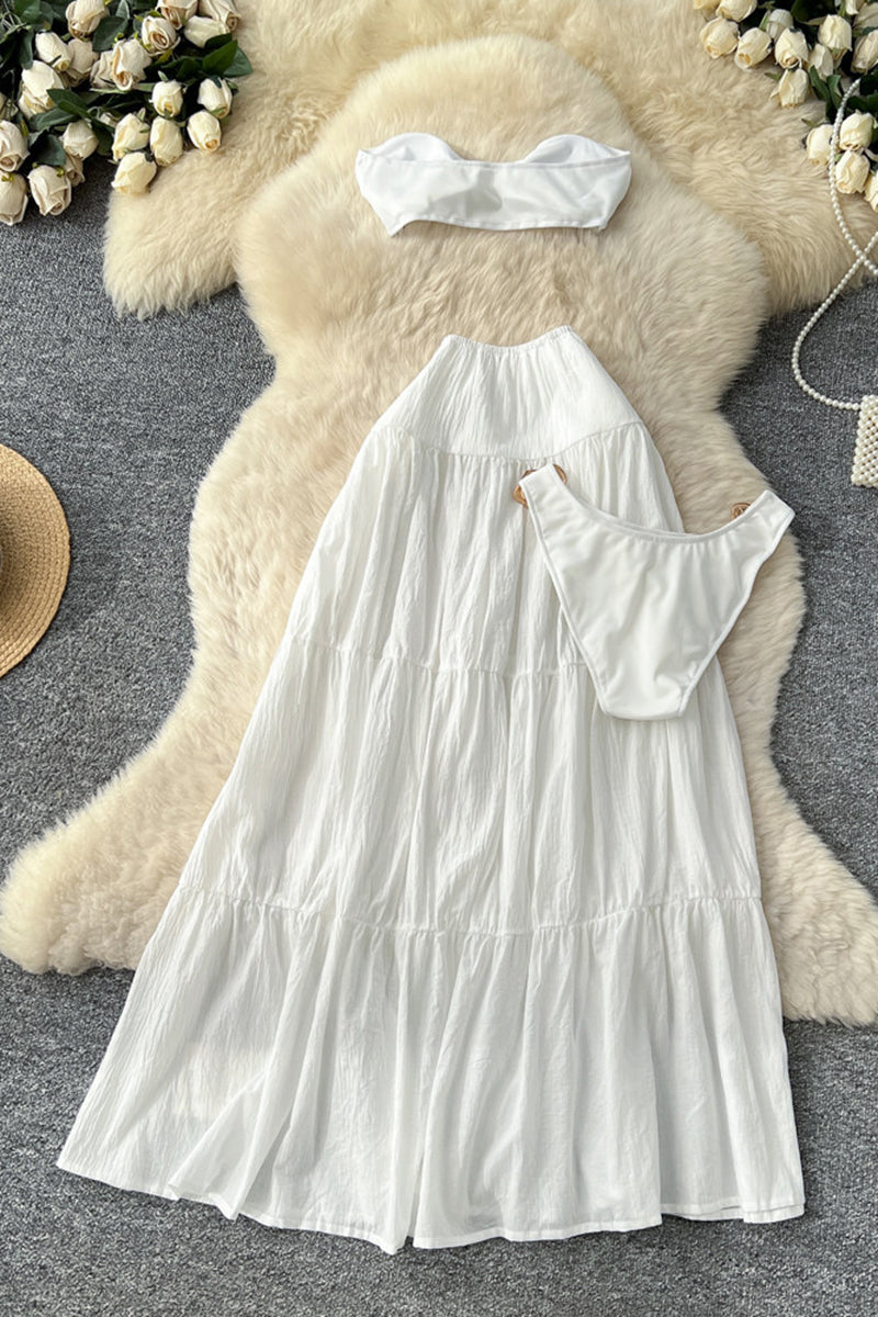 Elegant Tiered Strapless Skirt Set
