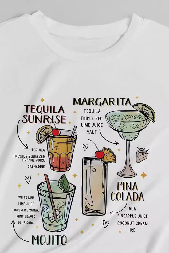 Graphic Tee with Cocktail Recipes