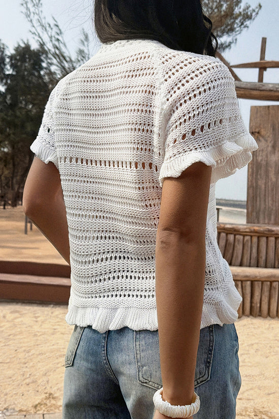 Chic Openwork Frilled Cover Up