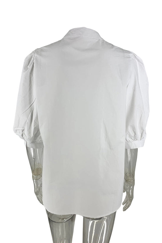 Puff Sleeve V-Neck Blouse