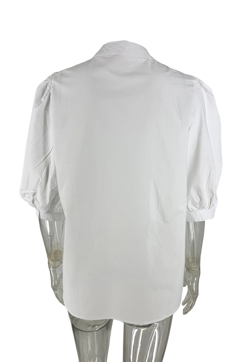 Puff Sleeve V-Neck Blouse