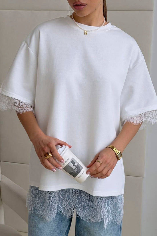 Open Back Lace Accent T-Shirt