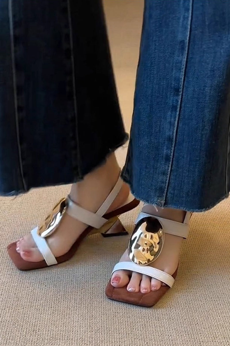 Geometric Heel Strappy Sandals