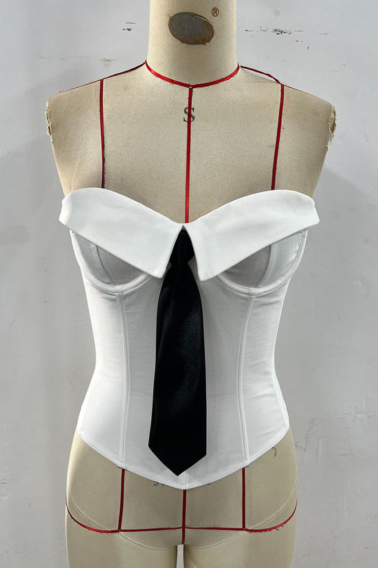 Strapless Corset Top with Bold Tie