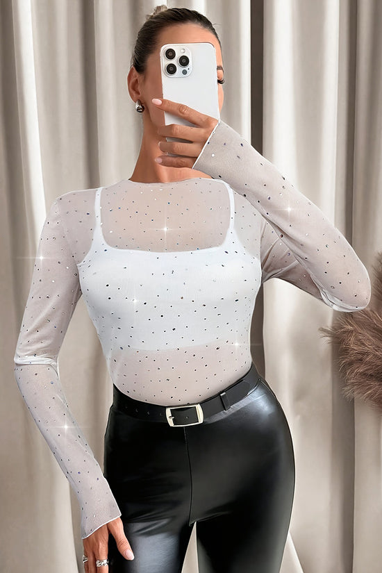 Sparkling Sheer Long Sleeve Top