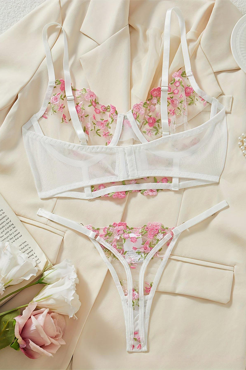 Floral Pattern Lingerie Set