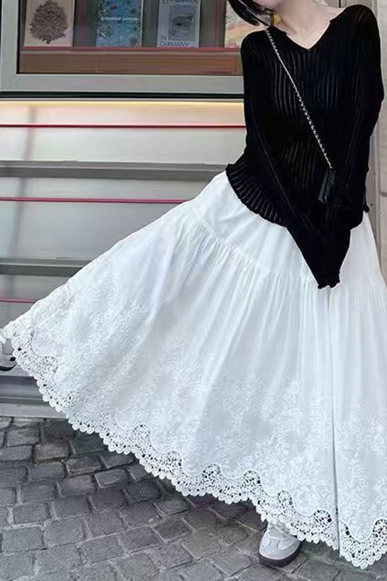 Lace Midi Skirt with Casual Elegance