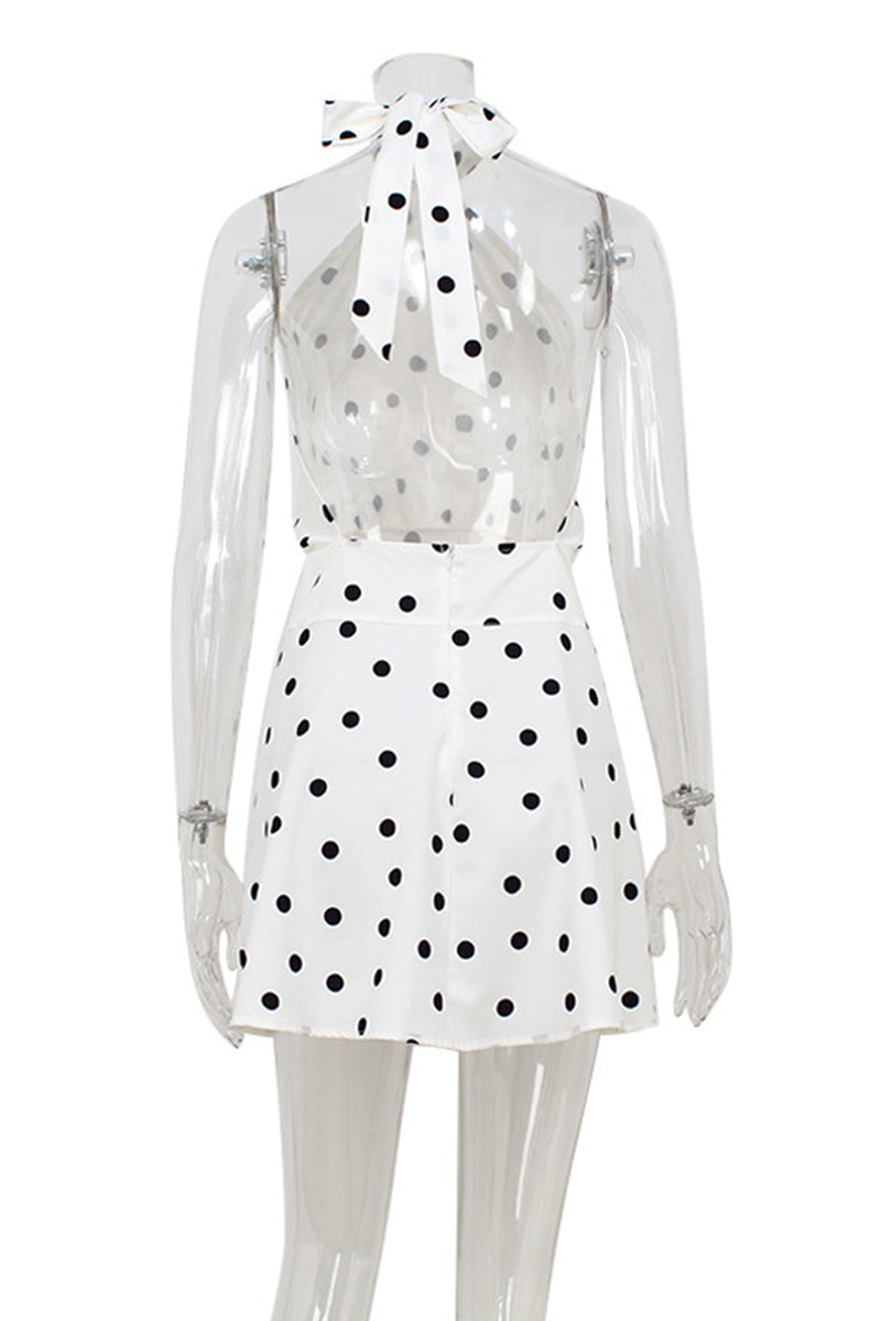 Polka Dot Halter Neck Mini Dress