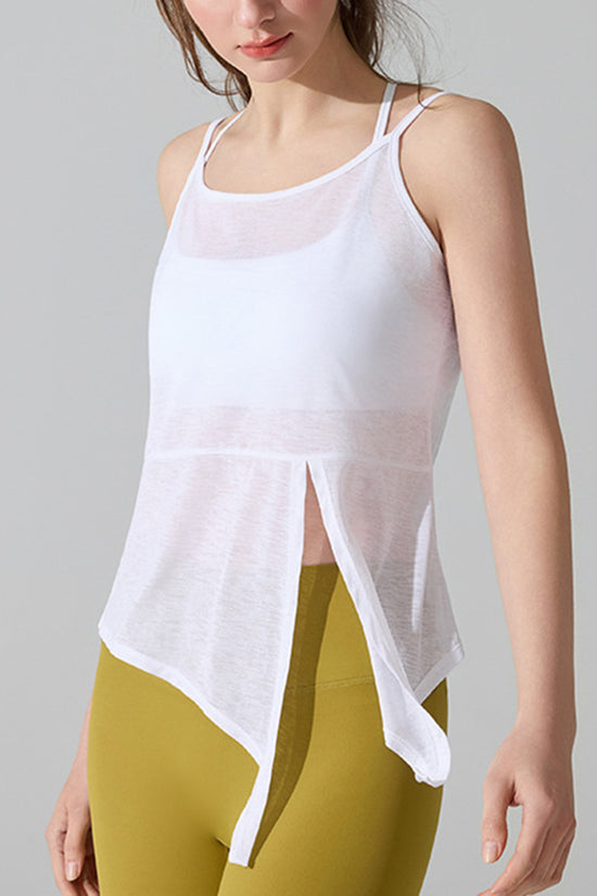 Asymmetrical Hem Sleeveless Active Top