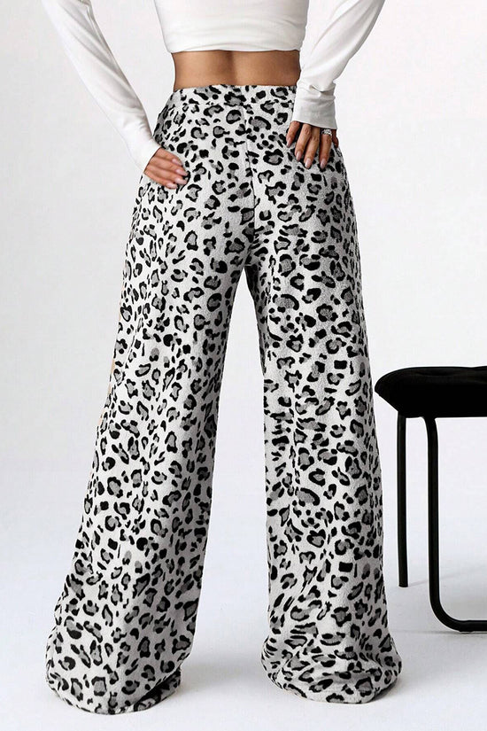 Leopard Print Drawstring Casual Pants