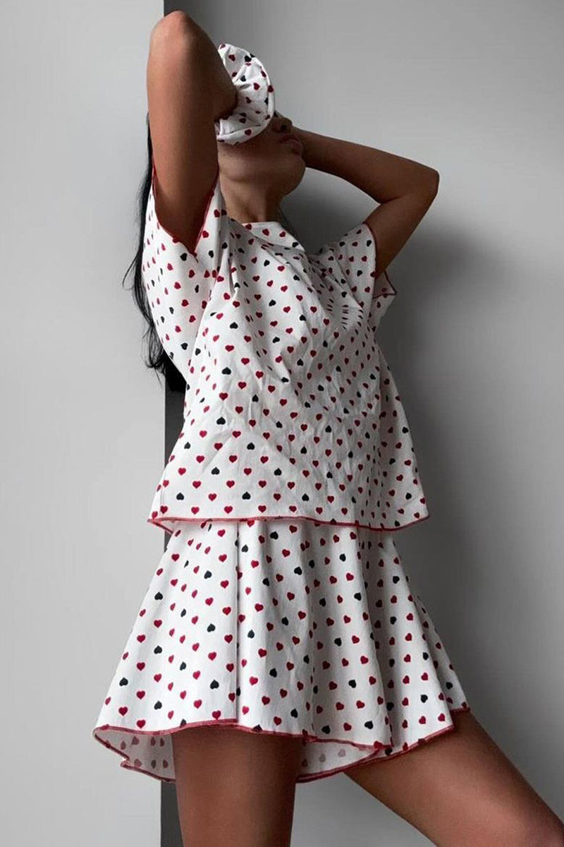 Heart Print Loungewear Set